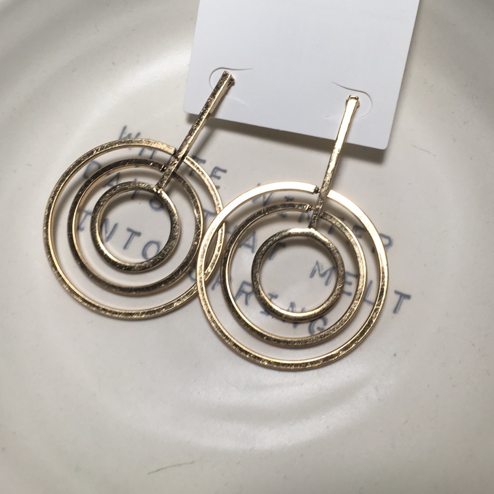 MANGO Gold Spiral Drop Earrings